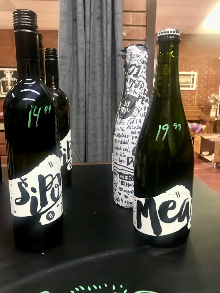 Bottles of Matic Wines from Slovenia with a stylish black and white label